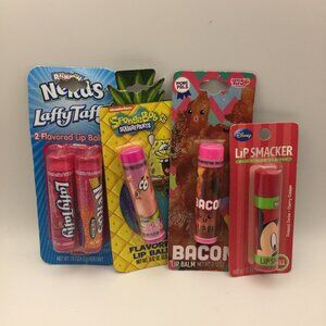 Lotta Luv Set 4 Flavored Lip Balm Nerds Laffy Taffy SpongeBob Bacon Mickey Mouse